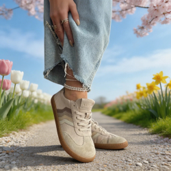 BEŻOWE trampki damskie, BAREFOOT, płaska podeszwa, sportowe LURSO